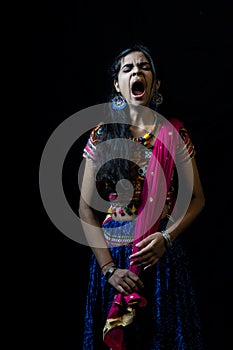 Girl in traditional chaniya choli for navratri