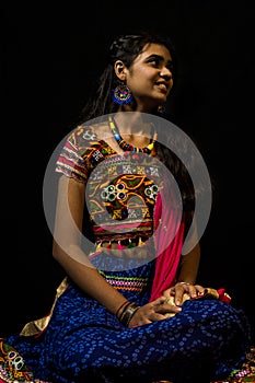 Girl in traditional chaniya choli for navratri