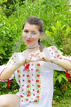 Girl in traditional Romanian blouse