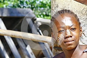 Girl with traditionally painted face