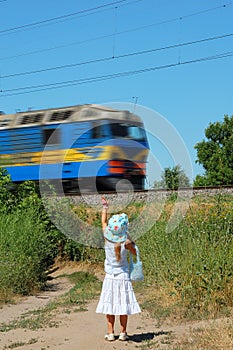 Girl and train