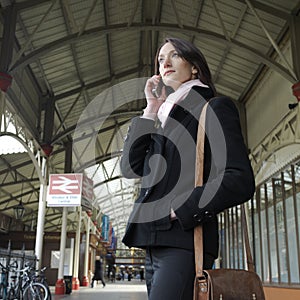 Girl at train station