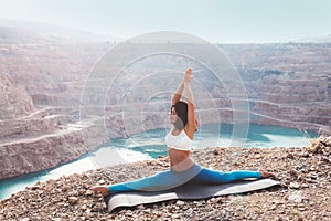 Girl training yoga pose outdoor