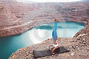 Girl training yoga pose outdoor