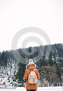 Girl travelling through the mountains