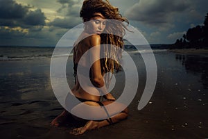 Girl on tropical beach