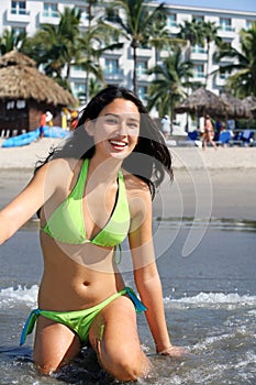 Girl at the tropical resort