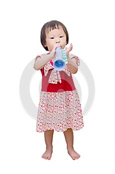 Girl with trumpet toy