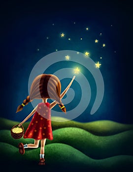 Girl trying to catch a star