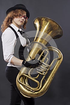 The girl with a tuba photo