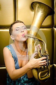 The girl with a tuba