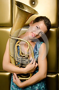 The girl with a tuba