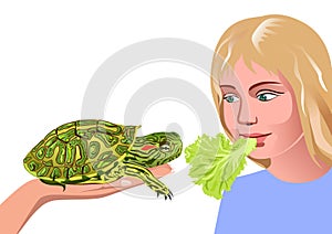 Girl and turtle