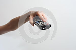 Girl with TV remote control