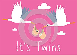 Girl Twins Birth Illustration