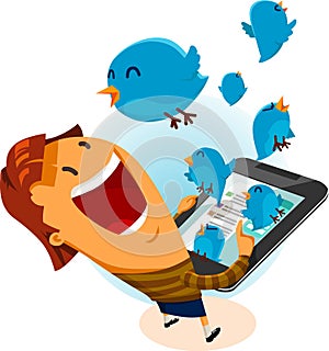 Girl on Twitter Bird