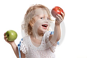 Girl with two apples