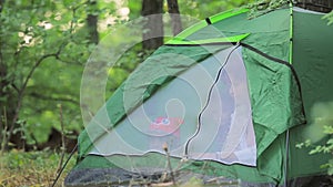 A girl and two children are watching a strange muffling in the forest.