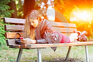 Girl typing on her phone