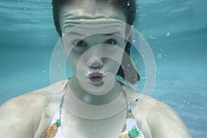 Girl Underwater Expressions