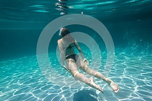 Girl Underwater Surfacing