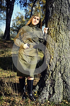 Girl in the uniform of the red Army