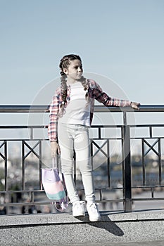 Girl urban background. Activities for teenagers. Vacation and leisure. Weekend events for kids. City quest entertainment