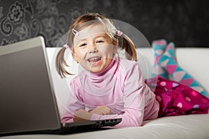 Girl using laptop