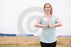 Girl using relaxation techniques