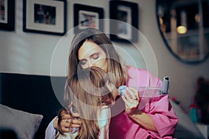 Girl Using a Spacer with Asthma Inhaler For Respiratory Disease