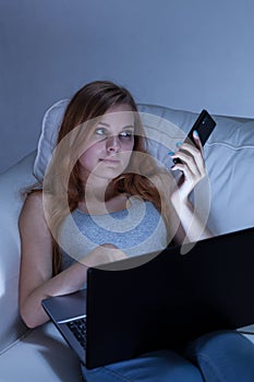 Girl using technology