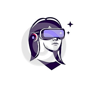 girl using virtual reality glasses vector