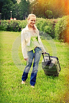Girl with valise