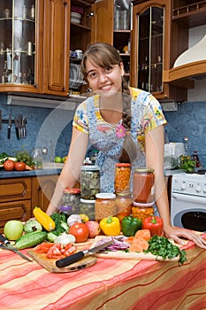 Girl with vegetables photo