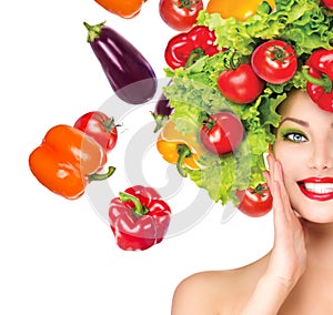 Girl with vegetables hairstyle