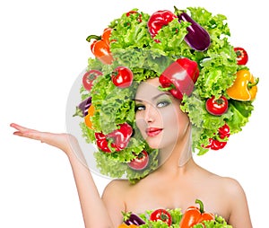 Girl with vegetables hairstyle