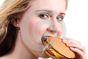 Girl with vegetarian burger