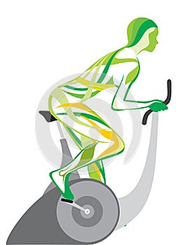 The girl on a velosimulator ()