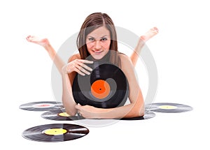 Girl with vinyl disc