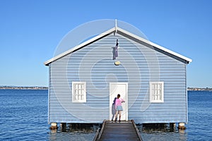 Girl visiting at the Blue Boat House  Perth Western Australia