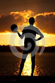 Girl Volleyball Sunset Silhouette Pose