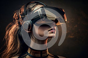 Girl in VR goggles