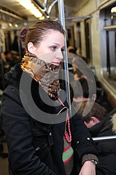 Girl in wagon of metro