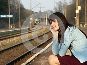 Girl waiting for the train