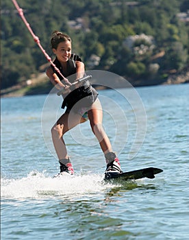 Girl wakeboarding