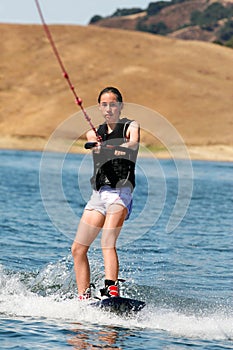 Girl wakeboarding