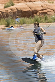 Girl Wakeboarding at Lake Powe