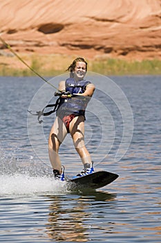 Girl Wakeboarding at Lake Powe