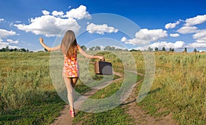 Girl walking in the countryside