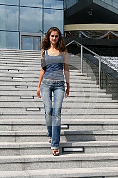 Girl walking dowstairs